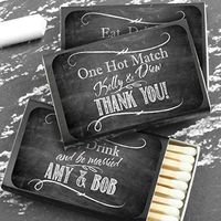 Chalkboard Personalized Matches for Wedding Favors - Custom Wedding Matches (Set of 50 Matchboxes) (Black Box)