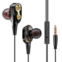 IEnkidu in-Ear Wire-Controlled Running Headset Double Moving Coil Earphone with Mic (Black)