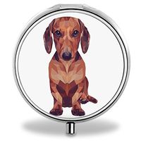 Medicine Pill Boxes Dachshund Unique Round Portable 3 Compartment Metal Pocket Pill Bottle