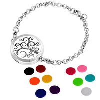 HOUSWEETY Aromatherapy Essential Oil Diffuser Bracelet Locket Jewelry with 11 Refill Pads (Engraving)