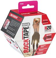RockTape H2O Edge Highly Water-Resistant Kinesiology Tape with Travel Case, 20 Pre-Cut Strips, Pink