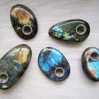 Labradorite Cystal Palm Stone Tobacco Pipe