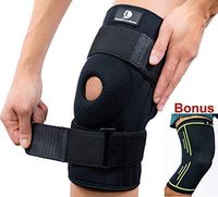 Support-n-Brace Medium Knee Brace + Bonus Compression Knee Sleeve Pads for Men & Women - Wrap Either Knee Pain - Meniscus Tear- Arthritis - ACL/PCL Injuries, Sports Protector & stabilizer