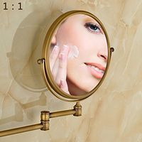 Ohcde Dheark Antique Brass Bathroom 8 Inch Cosmetic Mirror Dual Arm Extend 3 X Magnifying Make Up Mirror Wall Mount