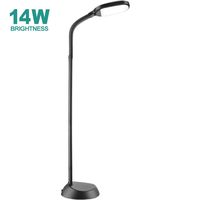14W addlon LED Floor Lamp: Reading Light Craft Lights 2 Brightness Level Dimmable Head Natural Daylight Standing Pole Light with Gooseneck for Sewing Bedroom Office Artist (Black) -Floor Lamps