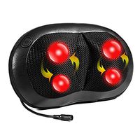 Nekteck Shiatsu Deep Kneading Neck Back Massager Pillow with Heat and 4 Rollers for Home/Car/Office Chair Massager, Neck Shoulder, Waist Massager Pillow, Black