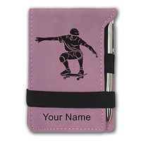 Mini Notepad, Skateboarding, Personalized Engraving Included (Pink)