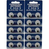 Powertron Button Cell Watch Battery LR626 AG4 Pack of 20 Batteries