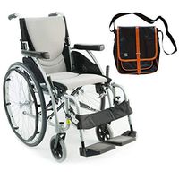 Karman S-Ergo 115 Ultra Lightweight Ergonomic Wheelchair | Seat Size 20" X 17" | Swing Away Footrest | Quick Release Wheels in Silver & Free Black Medical Utility Bag with Trim!