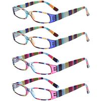 3 Pairs Ladies Slim Fashion Readers Colorful Reading Glasses Spring Hinge readers for women (2 Blue 2 Purple, 5.00)
