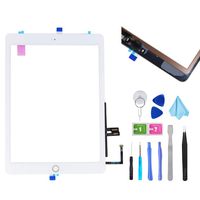 T Phael White Digitizer Repair Kit for iPad 9.7" 2018 iPad 6 6th Gen A1893 A1954 Touch Screen Digitizer Replacement with Home Button + Adhesive + Tools