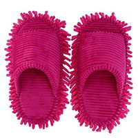 Microfiber Slippers Floor Cleaning Mop Men and Women House Dusting Slippers Floor Dust Dirt Cleaning Slipper (Red, women 10-11)