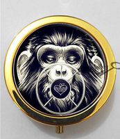 BlackKey Orangutan Chimpanzee 3-Compartment Decorative Pocket Gift Box Case Organizer for Pill, Color 2 -1054