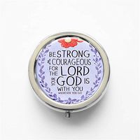 RhyNSky Be Strong and Courageous Mini Portable Pocket Purse Pill Box Case Pillbox, 3 Compartments, Silvery, 190