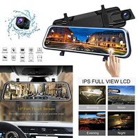 Alexsix Full HD 1080P Mirror Dash Cam Video Recorder Car DVR 2-CH Front and Rear Dual Lens with Backup Camera 10 inch Full Touch Screen Streaming 170° Wide Angle with Night Vision,Time Lapse