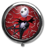 Hanbalin - Nightmare Before Christmas Custom Round Silver Pill Box Pocket 2.1 inches Medicine Tablet Holder Organizer Case for Purse