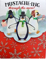 Molly & Rex Glitter & Gem Embellised Mini Pocket Notepad, Penguins Mustache-ing Through The Snow! 61582