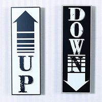 Adams & Co 12x4x1.5 wood sign s/2 asst (UP/DOWN) bl/wh