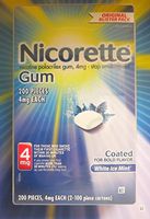 Nicorette White Ice Mint Nicotine Stop Smoking OTC Gum 4mg 200 Count