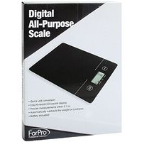 ForPro Digital All-Purpose Scale, Black, Quick Unit Conversion Setting, LCD Backlit Display, Low Battery Indicator, Auto & Manual Shut-Off, Includes Lithium Battery, 7.62” L x 5.5” W