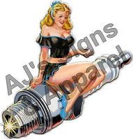 AJ's Signs & Apparel Spark Plug Pinup 1 Vinyl Sticker Decal Cars Trucks Vans Walls Laptop