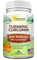 Pure Turmeric Curcumin 1600mg with BioPerine Black Pepper Extract - 180 Capsules - 95% Curcuminoids, 100% Natural Tumeric Root Powder Supplements, Natural Anti-Inflammatory Joint Pain Relief Pills