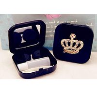 Hehing Cute Crown Portable Travel Contact Lenses Case Storage Holder Box (Black)