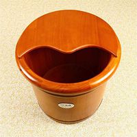 Foot tub- Round-Edge Foot Bath Barrel with Lid Solid Cedar Wood Foot Basin Tub Bucket for Foot Bath Soak Thermal Insulation Wooden Basin (Size:Diameter 39.5cm * Height 35cm)