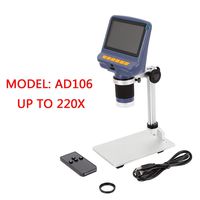 Digital Microscope, 4.3'' 220X AD106 Digital Microscope Long Work Distance for Circuit Board PCB Repair Soldering Tool (USA Stock)