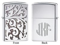 Personalized Zippo Filigree High Polish Chrome Lighter with Free Monogram