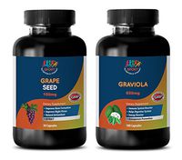 Metabolism Enhancer - Grape Seed Extract – GRAVIOLA Extract - Grape Seed Powder Extract - 2 Bottles Combo (30 Capsules + 60 Capsules)