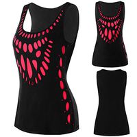 BXzhiri Vest for Women Footprint Printing Cut Out Round Neck Tunic Blouse Crop Tops T- Shirt Camis Black