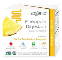 Organic Herbal Supplement Drink Mix - Digestive support, Probiotic and Fruit Enzymes, Pure Ginger and Papaya Fruit Extract Pineapple Flavor-15 packets