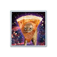 XIANN Care Contact Lens Box Holder Container Case Storage Eyecare Kit - Cats in Space Pizza Face