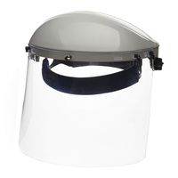 Sellstrom S30120 Advantage Series All-Purpose Face Shield, Clear Polycarbonate Shield, Ratchet Headgear with Blue Comfort Temple Band, (Before Use - Remove Protective Film from Both Sides of Shield)