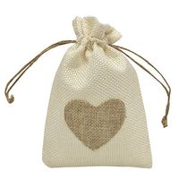 Sanrich 20 Pack Linen Burlap Bags 4" X 6" with Drawstring for Gift Bags Wedding Party Favors Jewelry Pouch Gift Sachets Favors (White Heart)