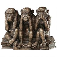 Design Toscano Hear-No, See-No, Speak-No Evil Monkeys Animal Statue Three Truths of Man Figurine, 7 Inch, Polyresin, Bronze Finish