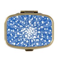 Cecillia Bling Glitter Stars Decorative Boxes Bronze Rectangular Pill Box Medicine Tablet Holder Wallet Organizer Case for Pocket or Purse