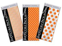 Flexicore Packaging | Pin Stripe & Polka Dot Gift Wrap Tissue Paper | Size: 15 Inch X 20 Inch | Count: 30 Sheets | Color: Orange | DIY Craft, Art, Wrapping, Decorations