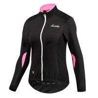 Santic Women Bike Fleece Coat Windproof Reflective Thermal Soft Shell Cycling Winter Biking Jacket