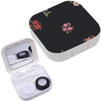Portable Contact Lens Case Box Travel Kit Mirror + Bottle + Tweezers Container Holder [ Flowers ]