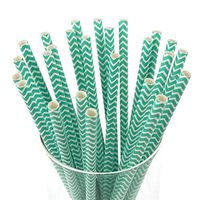 Homeford Firefly Imports Chevron Paper Straws, 7-3/4-Inch, 25-Pack, Aqua, 7-3/4"