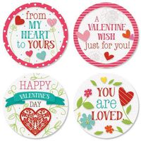 Faith Hearts & Blossoms Envelope Seals - Set of 24 (4 Designs) Sticker Seals on 8-1/2" x 11" Sheet