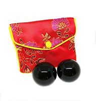 Ben Wa Balls 2-pcs Set, Undrilled, Black Obsidian Gemstone, to Train and Strengthen Pelvic Floor Muscles (35MM)