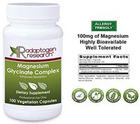 Magnesium Glycinate Complex | 100 mg Magnesium bisglycinate chelate,  Magnesium oxide | Enhanced Absorption |100 Vegetarian caps | by Adaptogen Research Pharmaceutical Grade Supplements