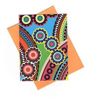 French Bull Set of 6 Blank Notecards ~ Geometric Flowers with Metallic Glitter Accent (5" X 4")