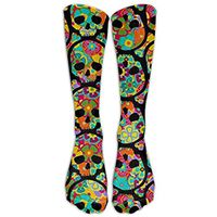 Day of The Dead Flowered Skull Knee High Graduated Compression Socks for Women and Men - Best Medical, Nursing, Travel & Flight Socks - Running & Fitness
