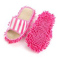 Frjjthchy Microfiber Dusting Slippers Detachable Floor Cleaning Mop Shoes Men and Women House Dusting Slippers (Pink)