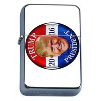 Donald Trump Flip Top Oil Lighter S10 Smoking Cigarette Smoker Includes Silver Case Presidential Candidate
