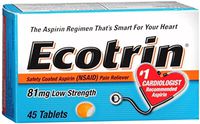 Ecotrin 81 mg Low Strength Tablets 45 Tablets (Pack of 8)